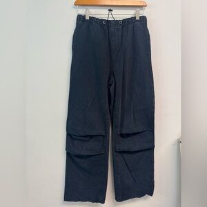Edikted Cargo Pants in Dark Navy Blue with Sturdy Fabric